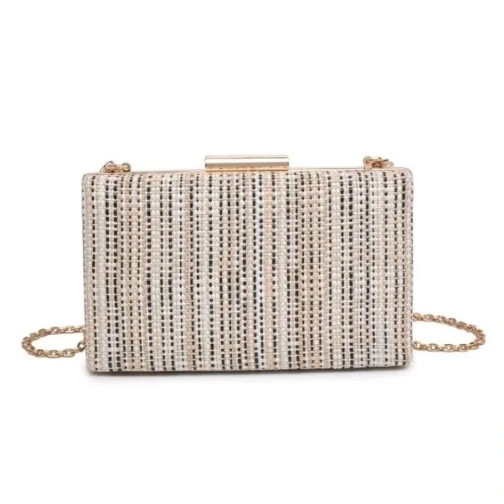 Urban Expressions‎ Azores Evening Bag Clutch Natural Tweed Beige White Black